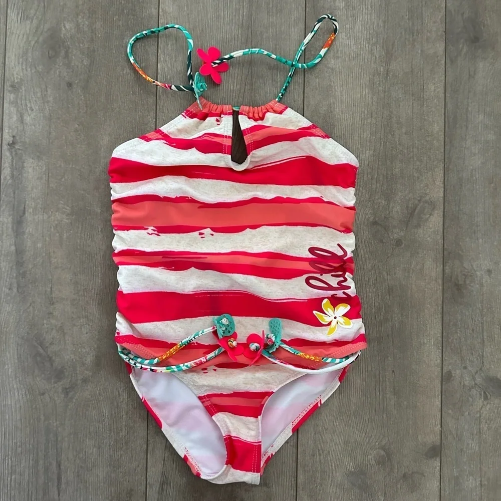 New Big Chill Tropical Vibrant One-Piece Swimsuit Size 7/8 Little Girls
